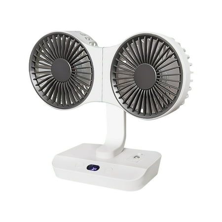 

Double Head Desktop Oscillating Fan Rotation USB Rechargeable 4000mAh Battery Powered Portable Automatic Rotating Table Fan 4 Gear Wind For Home Office Wall Mounted Fan