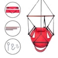 thumbnail image 3 of Hammock Hanging Sky Chair Air Swing with Rope Pillow & Drink Holder Solid Wood Patio Yard 250 Lbs (Red), 3 of 11
