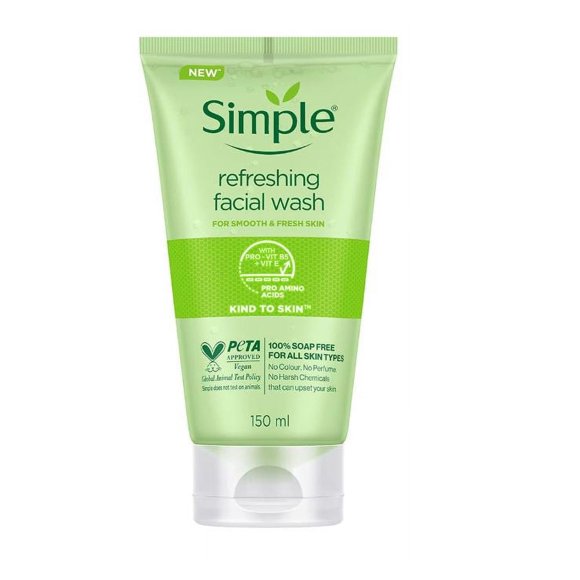 Simple Nettoyant Visage Rafraîchissant Kind To Skin 150 ml