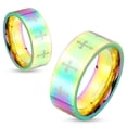 thumbnail image 1 of Bague de Couple en Acier Inoxydable Motif Croix Arc-en-Ciel, 1 of 6