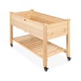 thumbnail image 3 of Solid Wood Locking Wheels Raised Mobile Garden Wood Planter Elevated Planter, 3 of 5