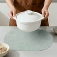 thumbnail image 4 of 6 Pcs Leather Oval Placemats for Kitchen Dining Table Decor Heat Resistant Table Placemats Wipeable Table Mat Green/Ivory White 17.3x11.8inch, 4 of 6