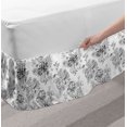 thumbnail image 2 of Botanical Bed Skirt, Meadow Blossoms Peony Petals Rural Flourish Bouquets Leaf Field, Elastic Bedskirt Dust Ruffle Wrap Around for Bedding Decor, 4 Sizes, Charcoal Grey and White, by Ambesonne, 2 of 2