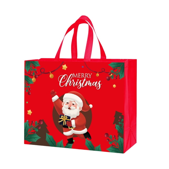Christmas Gift Bag, Reusable Non-Woven Holiday Shopping Bag with Handle, Large Capacity Tote for Gift Wrapping, Christmas Parties, and Decorative Storage