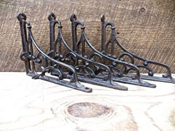 Set of 4 Antique Style Cast Iron Classic 5 x 6 Shelf Bracket Hangers