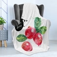 thumbnail image 4 of Fruit Soft Flannel Fleece Throw Blanket, Watercolor Cranberry with Grunge Paint Marks Fresh Fruit Arrangement, Cozy Plush for Indoor and Outdoor Use, 70" x 90", Dark Coral Black, by Ambesonne, 4 of 5