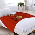 thumbnail image 3 of Cozy Flannel Blanket with Cartoon Characters on Red Background - Soft Warm Perfect for Sofa Travel Bed and Chair, 3 of 7