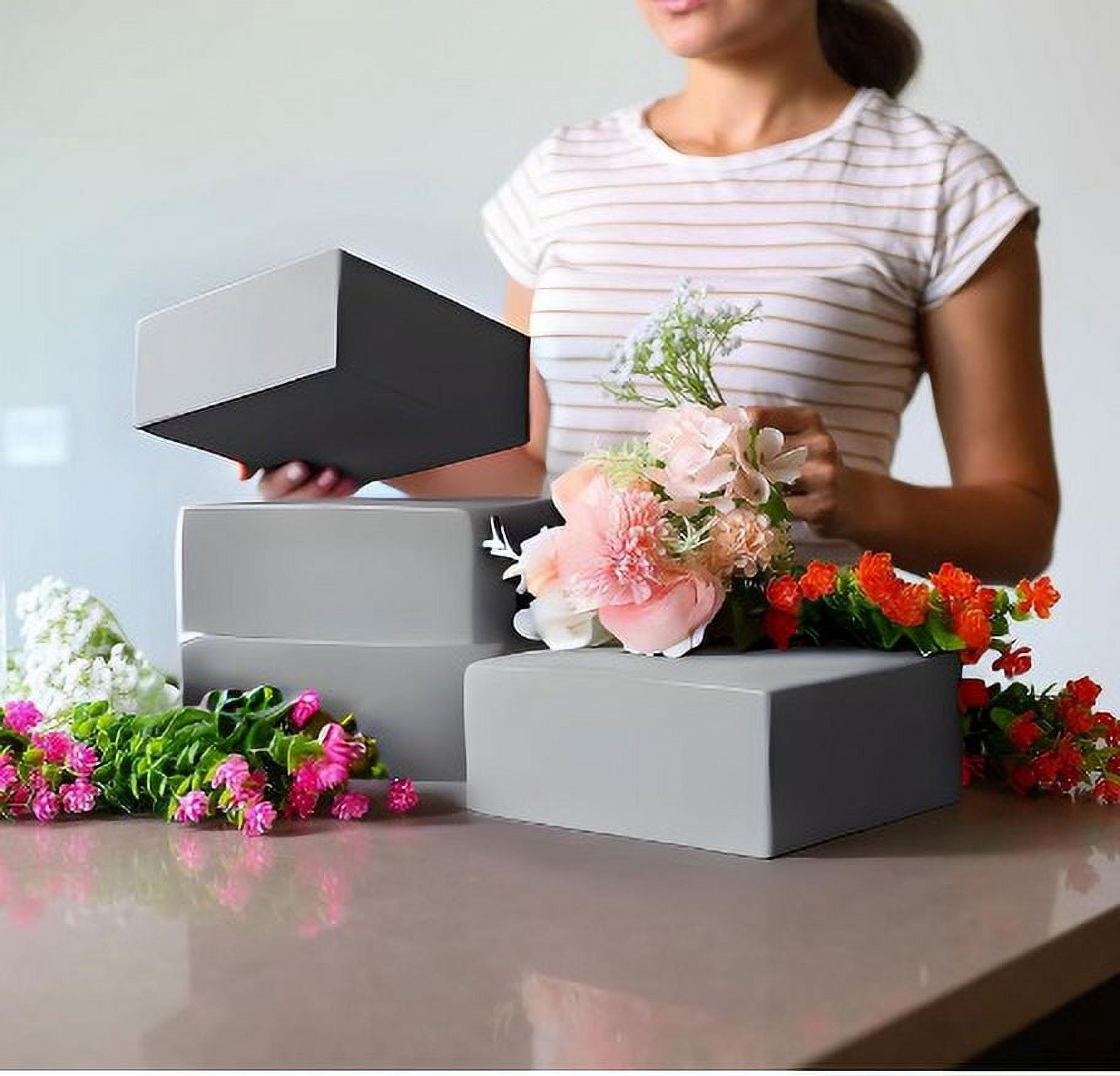 XCEL Floral Foam Block Unlike Any Other - Reusable Floral Blocks Flower Foam for Artificial Flower Arrangements (Gray - 7" x 7" x 3" (4 Pack))
