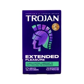 Trojan Extended Pleasures Climax Control Ribbed Lubricated Latex Condoms 12 Count