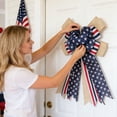 thumbnail image 6 of 4th of July Decorations Patriotic Wreath Bow Red White Blue Stars Burlap Bows for Memorial Day, Veteran's Day, 6 of 7