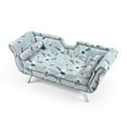 thumbnail image 2 of 61"Width Modern Accent Loveseat Settee, Velvet Sofa Couch with 2 Pillows, Nailhead Trimming and Curved Backrest, Rolled Arms Couch with Removable Cushion, Silver Metal Legs, Flower, 2 of 5