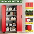 thumbnail image 5 of SOLAURA Metal Storage Office Cabinets with Locking Doors and Adjustable Shelves, 71 inch Tall Steel Storage Cabinet for Office, Home (Black Red), 5 of 8