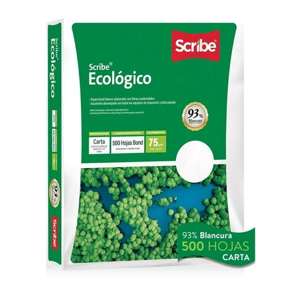 Paquete de Hojas Blancas Scribe Ecológico Tamaño Carta de 500 Hojas