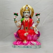 Indian Goddess Laxmi Statue Lakshmi Sitting on Lotus Resin Laxmi Murti for Home Temple Pooja Room Decor Diwali Gift Goddess of Wealth Hindu Ghar Mandir Decor India Art Showpiece - AtoZ India Cart