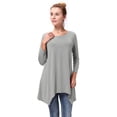 thumbnail image 5 of LELINTA Plus Size Spring Autumn Women Irregular Hem Long Sleeve Solid Blouse Casual Tops, Light Grey, 5 of 6