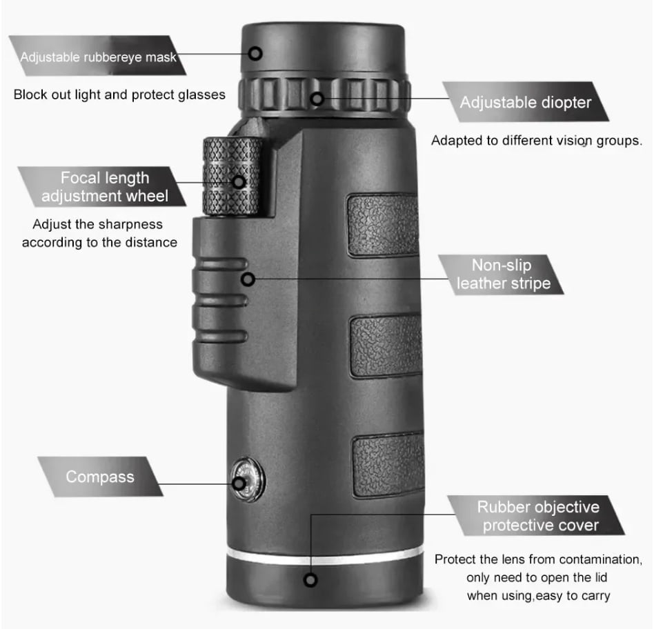 40X60 Zoom HD Powerful Binoculars Long Range Portable Professional Telescope Low Light For Hunting Camping