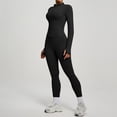 thumbnail image 5 of Women's Zipper Jacket and Leggings Set, High Waist Workout Outfit with Tummy Control, Butt Lifting Yoga Pants and Long Sleeve Top for Running, Gym, Yoga and Casual Sportswear Black, 5 of 7