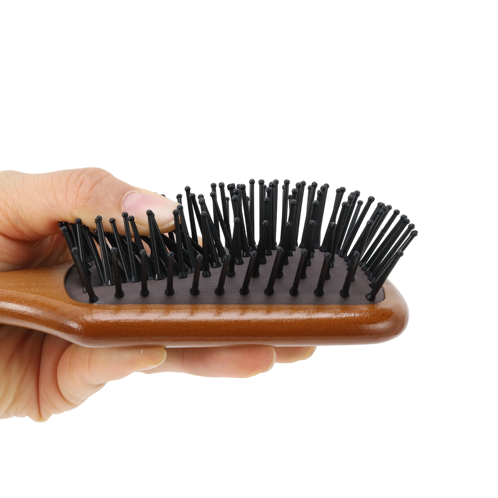 Unique Bargains 1 Pc Wood Airbag Hair Comb for Hair Care Dark Brown, Black 7.68"x2.56"