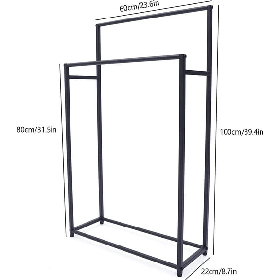 Standing Towel Rack 2 Tier Metal Towel Bar Stand Bathroom Towel Rack Holder