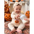 thumbnail image 5 of RUINIXCW Newborn Baby Girl My First Halloween Fall Winter Clothes Infant Baby Girls Waffled Romper Pumpkin Embroidery Long Sleeve Jumpsuit with Headband, 5 of 9