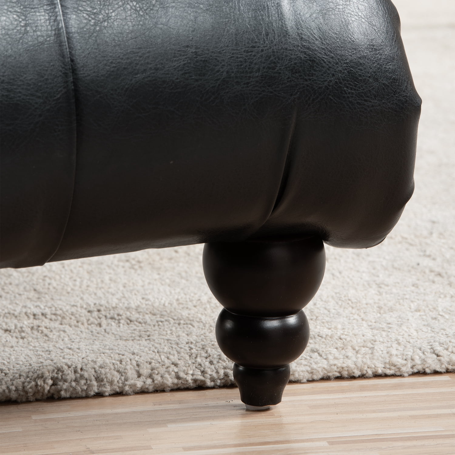 Miniyam 65.35" Tufted Armless Chaise Lounge, Black