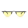 thumbnail image 4 of Funky Cropped Half Circle Flat Top Half Metal Rim Hippie Sunglasses Black - Yellow, 4 of 7