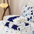 thumbnail image 5 of Manfei Jungle Bear Zipper Full Size Comforter Sets with Fitted Sheet and 2 Pillowcases, Woodland Rustic Tree Zipper Bedding Set, White Navy, Polkadot Reversible, 4 Pieces, 5 of 7