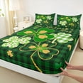 thumbnail image 3 of jejeloiu Lucky Spring Green Clover Full Size Sheets,St Patricks Day Bed Sheets,Green Black Plaid Sheet Sets For Girls Kids,Super Cozy Room Decor,4pcs, 3 of 7