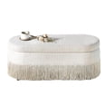 thumbnail image 5 of Oval Tapizado Almacenamiento Otomano con Fringe Trim & Lift-Top Tapa - 39 "L x 16" W x 17" H, 5 of 5