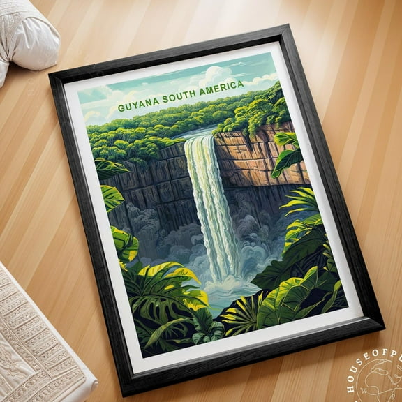 Guyana South America Wall Art Print, Guyana Travel Poster, South America Travel Print, Minimalist Citysape Art, Home Decor Wall Art, Modern Wall Decor, 8x12 UNFRAMED