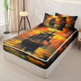 thumbnail image 2 of jejeloiu Vintage Ship Sunset Zipper Full Size Comforter Sets with Fitted Sheet and 2 Pillowcases For Girls,Nautical Print Zipper Bedding Set,Multicolor,Black Reversible,4-Piece, 2 of 7