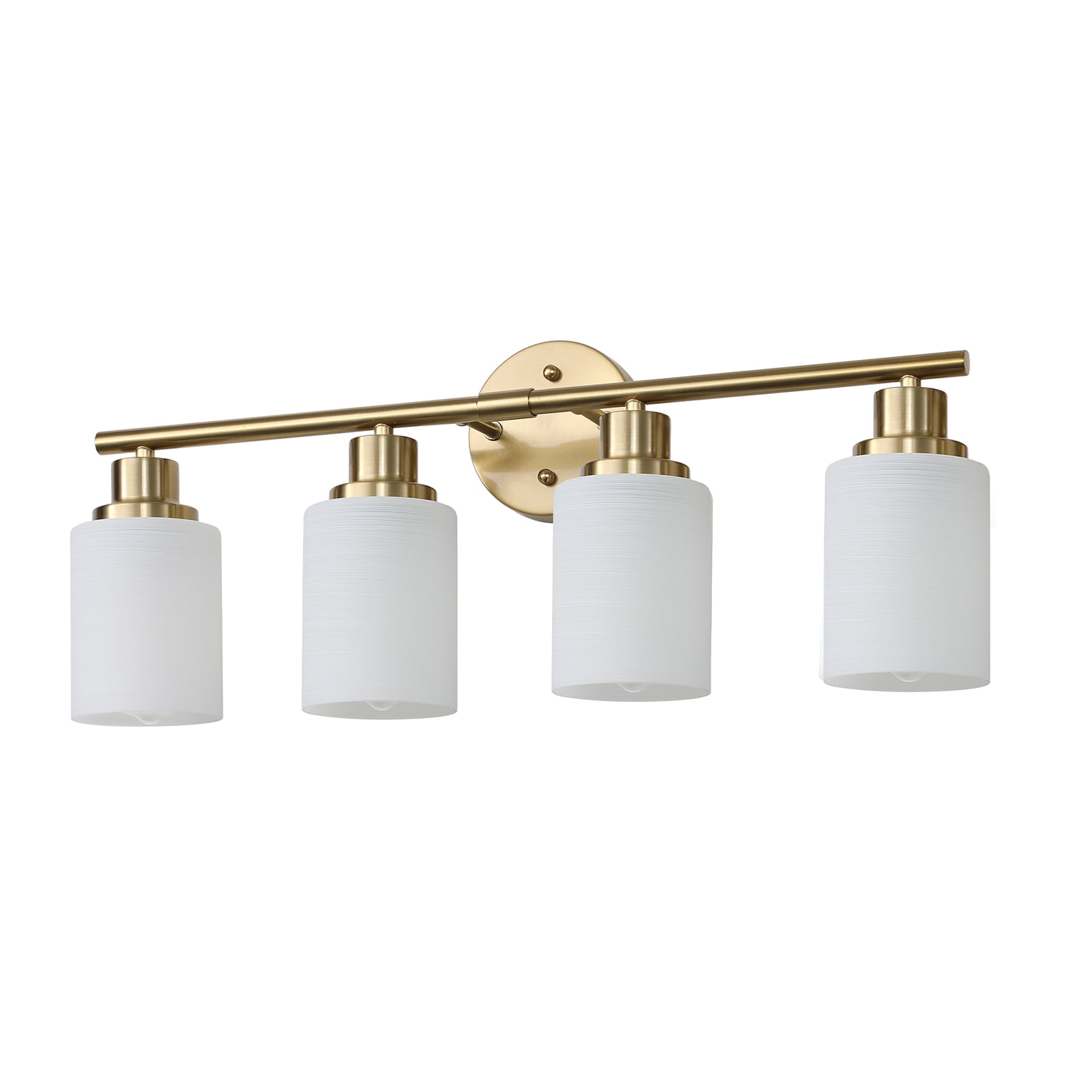 Modern 4-Light Gold Vanity Light with Frosted Glass Shade for Bathroom Hallway Lighting or Mirror Lamp