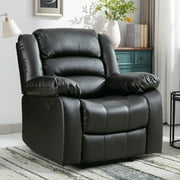 Bonzy Home Recliner Comfortable Arms and Back Faux Leather Single Reclining Chair Modern Sofa for Living Room Bedroom, Black