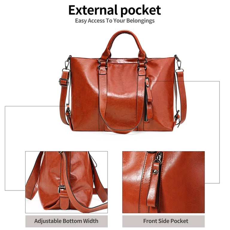 GAEKEAO Women's Hobo Bag, Waterproof Oil Wax Leather Brown photo 6