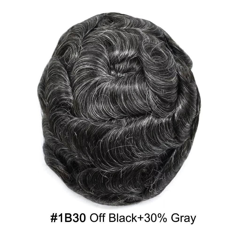LYRICAL HAIR Toupee Hair for Men Thin Skin Mens Toupee Human Hair Replacement System 7"X9" All Poly Mens Hairpiece PU Injected Mens Wig Units
