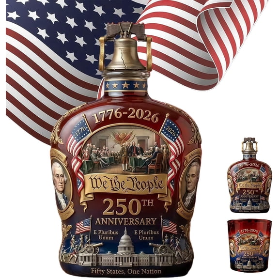 Esterze 250th Anniversary Whiskey Bottle, We The People 250th Anniversarys Personal Reserve Bottles, Independence Day Patriotic Gift for Liquor or Wine