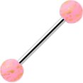 thumbnail image 1 of 14G Stainless Steel Matte Pink Splatter Pattern Barbell Tongue Ring Body Piercing Jewelry 5/8”, 1 of 2