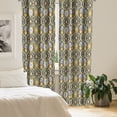 thumbnail image 2 of Ambesonne Autumn Damask Window Curtains, Oriental Art Elements, Each 28" W x 63" L, Grey Dark Yellow White, 2 of 4