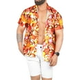 thumbnail image 5 of LA LEELA Men's Hawaiian Shirts Tropical Floral Casual Beach Shirts Short Sleeve Button Down Collared Shirt Men M Seashells, Orange, 5 of 6