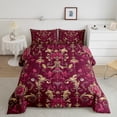 thumbnail image 2 of Feelyou Red Damask Women Queen Comforter Set, Boho Groovy Daisy Flower Bedding Sets, Vintage Western Mandala Reversible Bedding Comforter Set, Super Cozy Room Decor, 3pcs, 2 of 8
