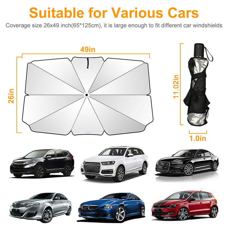 Buy ORiTiCar Umbrella Sun Shade Cover for Windshield UV Protection & Heat  Insulation Foldable Front Car Sunshade Umbrella, Easy to Use/Store,  145x79cm, Fit Most Vehicle Online at desertcartINDIA