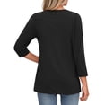 thumbnail image 4 of MOSHU V Neck Womens Tops 3/4 Length Sleeve Tops for Women Babydoll Tunic Dressy Casual Womens Blouses, 4 of 10