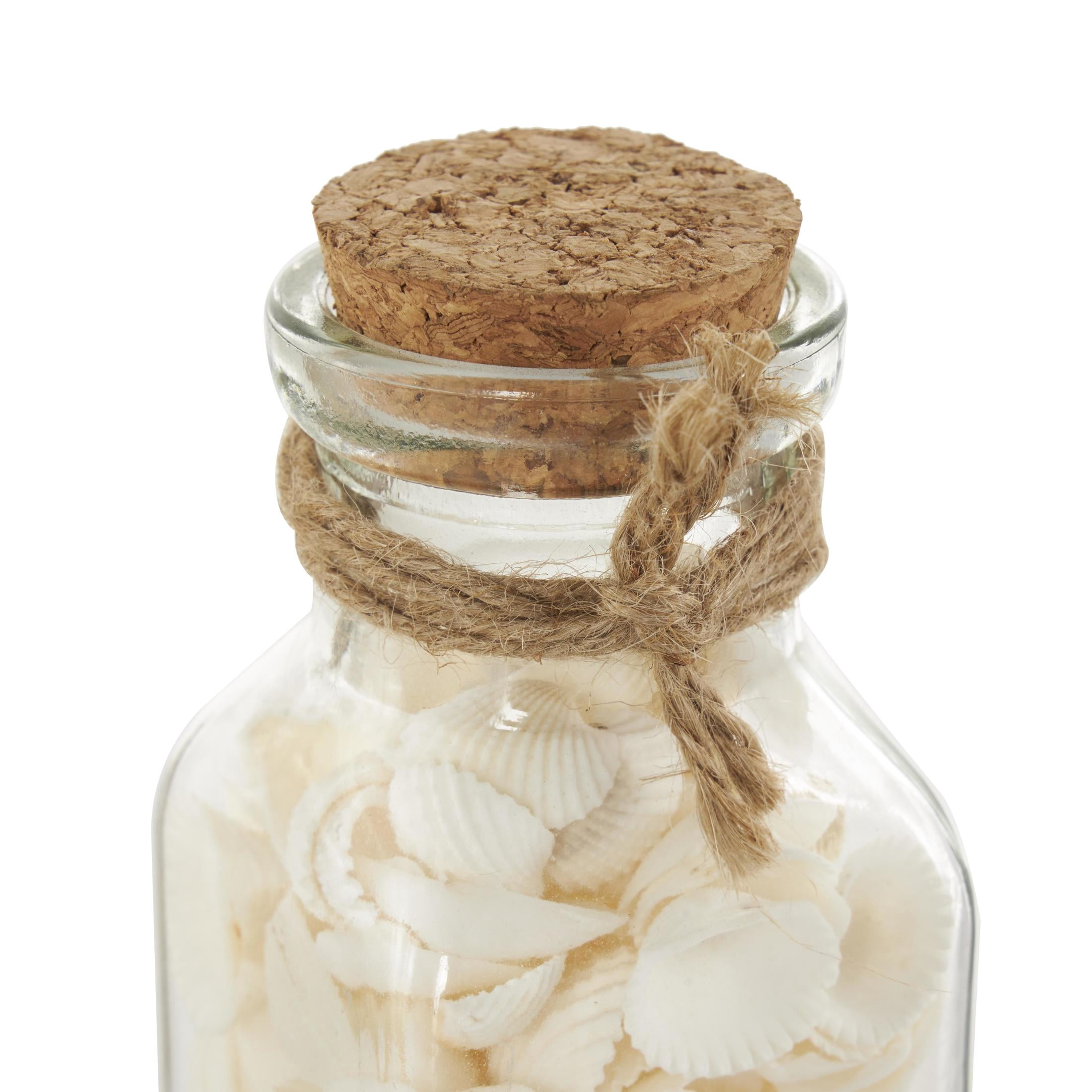 DecMode Clear 3" Glass Orbs & Vase Filler with Seashells and Jute Rope Accents (3 Count)