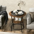 thumbnail image 3 of Gymax Table d'Appoint à 2 Niveaux Compact Rond Cadre en Métal Table Basse avec Tablette Ouverte Brun, 3 of 10