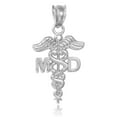 thumbnail image 1 of White Gold Medical Doctor MD Caduceus Charm Pendant Necklace :  14K  Pendant with 20" chain, 1 of 1