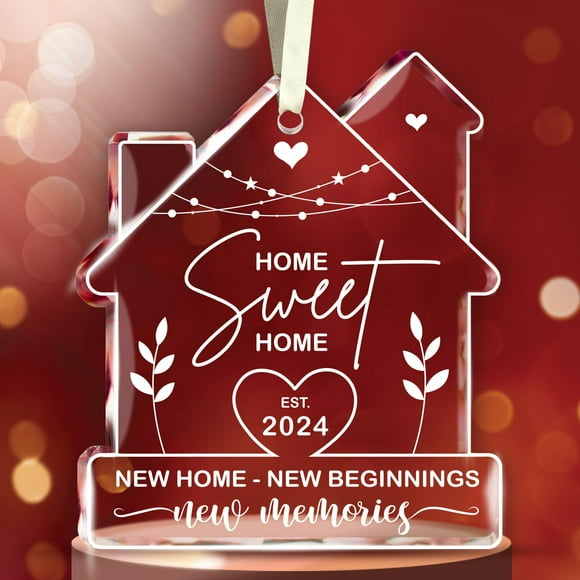 NewEleven Cadeaux de Pendaison de Crémaillère Nouvelle Maison, Nouvel Ornement de Maison 2024, Nouvelles Idées de Cadeaux de Bienvenue, Meilleurs Cadeaux de Pendaison de Crémaillère 2024 - Ornement en Verre