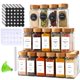 thumbnail image 1 of Jarros para especias DIMBRAH de vidrio, 120 ml, con etiqueta, 24 unidades, tapa de bambú, 1 of 7