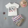 thumbnail image 2 of Odeerbi Baby Girls Boys Clothes Baby Outfits Shirts Sets Toddler Independence Day 2025 Fashion Stripe Leopard Print Short Sleeve Shorts Pants Suit, 2 of 8