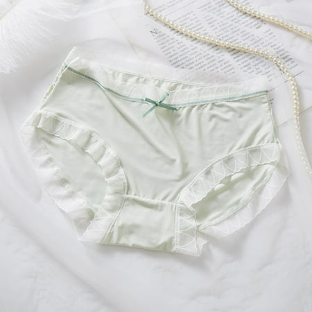 Up to 60% OFF  Ice Silk Underwear  Seamless Bow Lace  Large Size  Thin Summer  Mid Waist  Cotton Crotch  Sexy  Facial Mask  For Women  Comfortable  Seamless Briefs  Plus Size Women Clothing