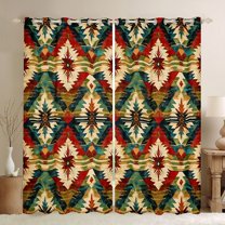 Homewish Teens Tribal Aztec Black Out Curtains,Bohemian Theme Curtains Pack of 2 (42x63 Each),Exotic Style Bedroom Curtains,Microfiber Bedroom Decor